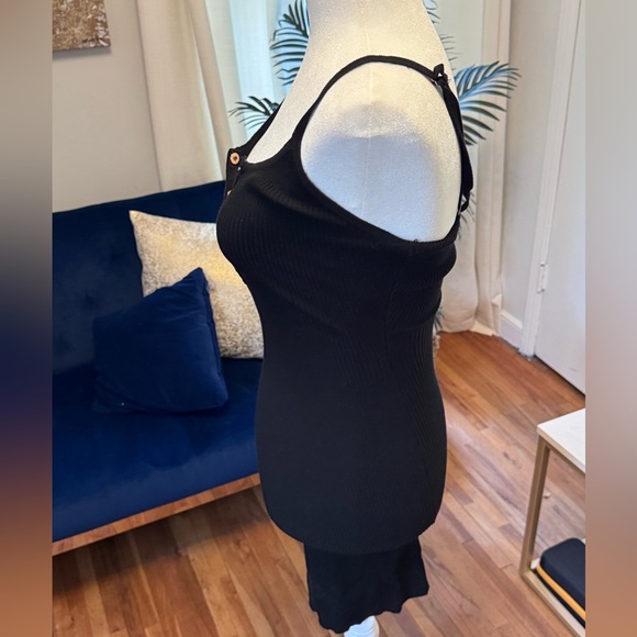 LOVE TREE Black Ribbed Bodycon Midi Dress - Picture 4 of 8